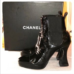 Authentic vintage Chanel leather booties